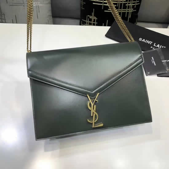 Cassandre Yves Saint Laurent Glossy Leather Bag Green Flap Envelope Bag 551948