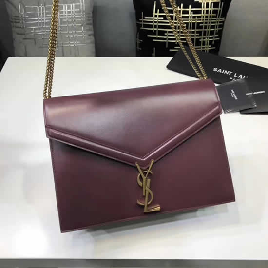 Cassandre Yves Saint Laurent Glossy Leather Bag Rose Red Flap Envelope Bag 551948
