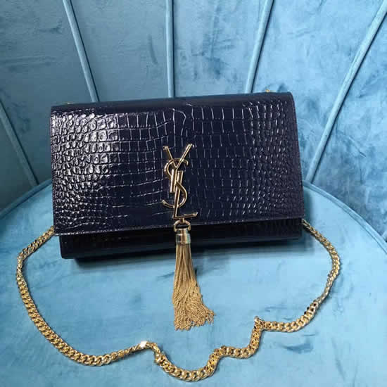 Replica Yves Saint Laurent Classic Monogram Blue Shoulder Bag With Chain 354119