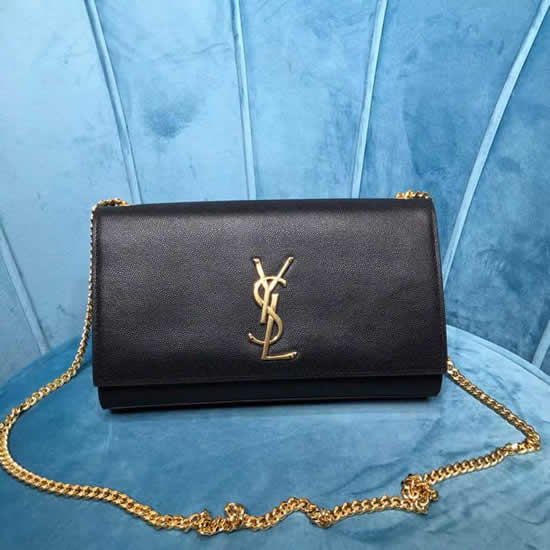 Yves Saint Laurent Monogram Leather Black Shoulder Bag Classic Flap HandBag