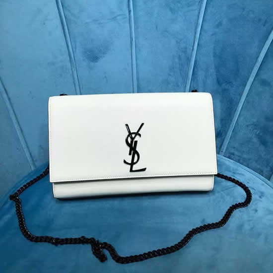 Yves Saint Laurent Monogram Leather White Shoulder Bag Classic Flap HandBag