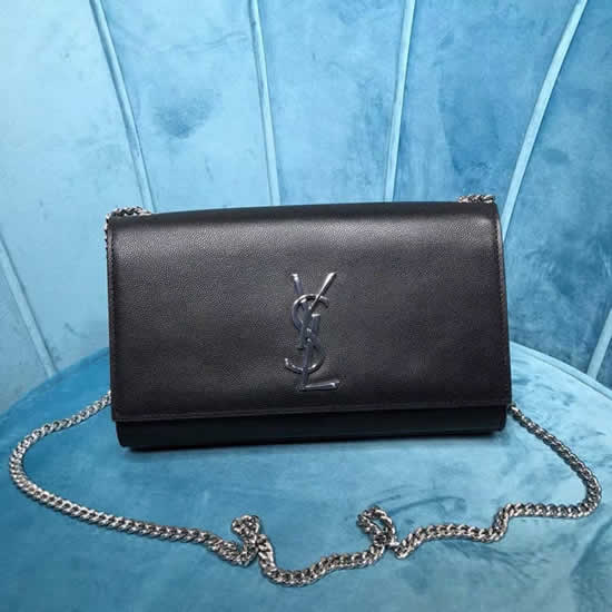 Yves Saint Laurent Monogram Leather Black Shoulder Bag Classic Flap HandBag