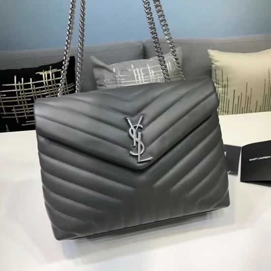 Knock Off Yves Saint Laurent Classic Flap Bag Leather Dark Gray Crossbody Bag