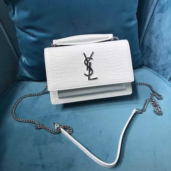 Fake New Yves Saint Laurent Nsunset Crocodile Print Silver Hardware Flap Tote Bags