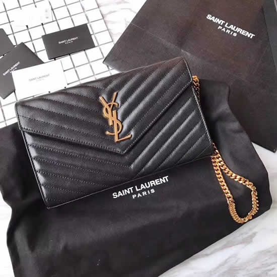Discount Fashion Saint Laurent Black Handle Shoulder Bag Golden Hardware