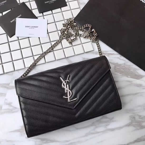 Discount Fashion Saint Laurent Handle Shoulder Bag Silver Hardware