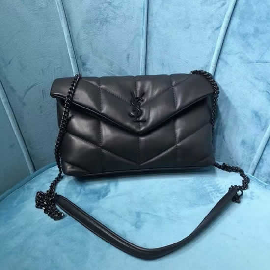 Fake Yves Saint Laurent Loulou Puffer Sheepskin Black Hardwaree Mini Bag