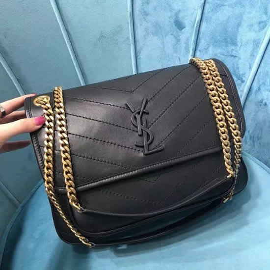 Fake Yves Saint Laurent Sheepskin Chain Black Shoulder Bag Messenger Bag