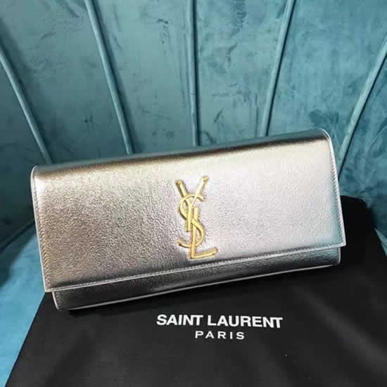 Replica Discount Yves Saint Laurent Caviar Silver Clutch Flap Bag