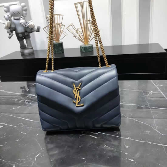Fake Yves Saint Laurent Loulou Monogram Blue Flap Bag Crossbody Bag
