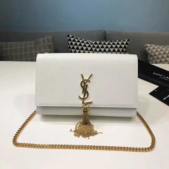 Replica Yves Saint Laurent Kate Monogram White Flap Shoulder Bag