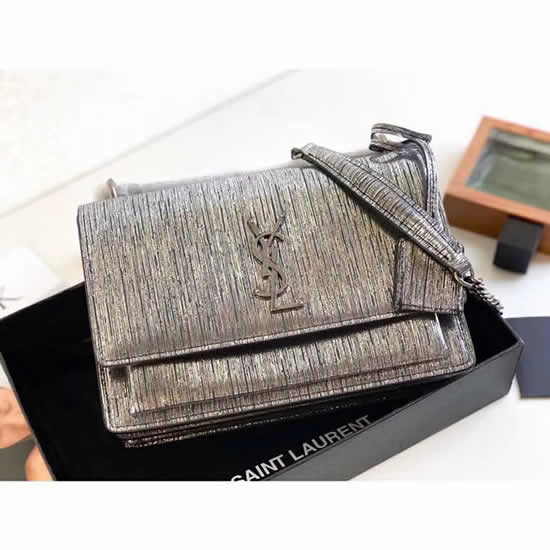 Fake Hot Sale Yves Saint Laurent New Sunset Silver Gray Flap Crossbody Bag