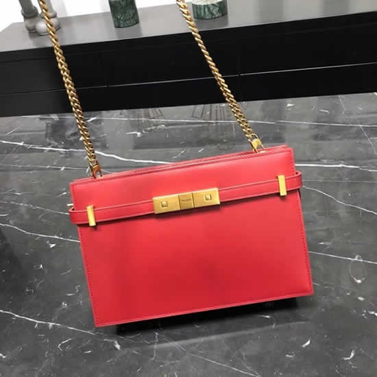 Fake Yves Saint Laurent Manhattan Box Red Leather Clutch