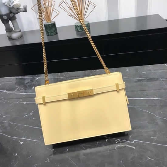 Fake Yves Saint Laurent Manhattan Box Light Yellow Leather Clutch