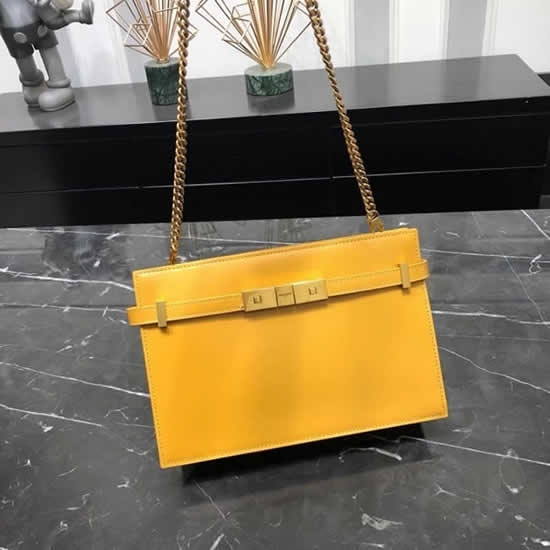 Fake Yves Saint Laurent Manhattan Box Yellow Leather Clutch