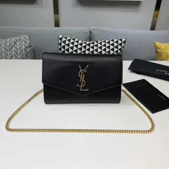 Yves Saint Laurent Uptown Fragments Black Chain Wallet Mini Envelope Bag