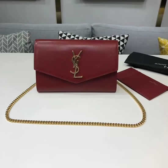 Yves Saint Laurent Uptown Fragments Red Chain Wallet Mini Envelope Bag