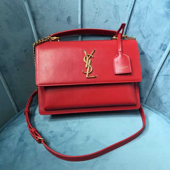 Replica Yves Saint Laurent New Red Medium Sunset Tote Flap Bag