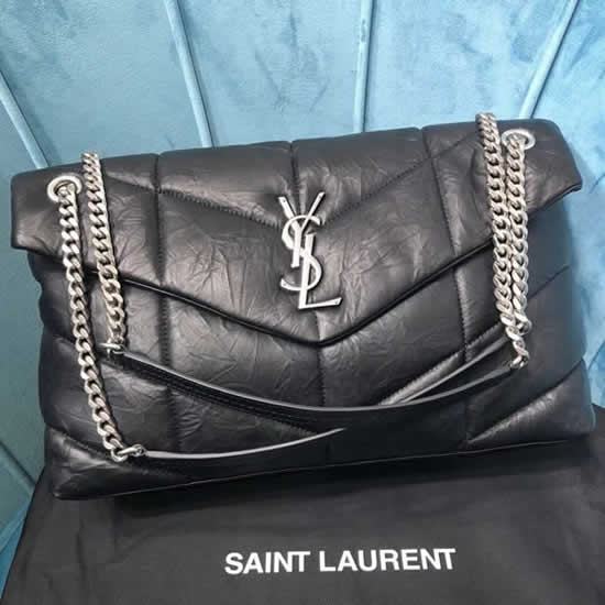 Fake 1:1 Quality Yves Saint Laurent Paris New Silver Hardware Wrinkle Shoulder Bag