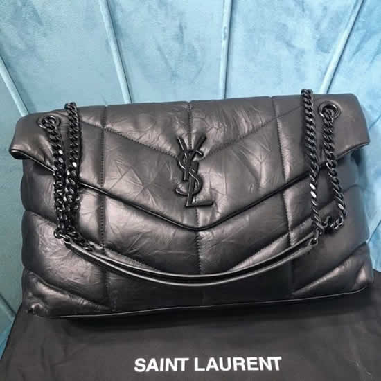 Fake 1:1 Quality Yves Saint Laurent Paris New Black Hardware Wrinkle Shoulder Bag