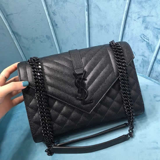 Fake Hot Sale Yves Saint Laurent Envelope Simple Black Flap Shoulder Bag