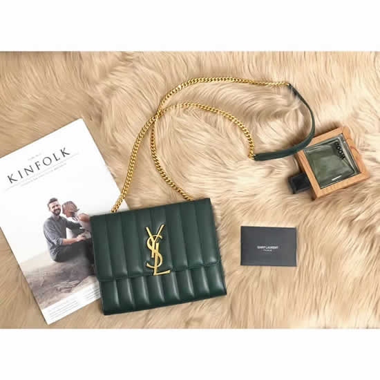 New Vicky Wallet Sheepskin Fake Yves Saint Laurent Green Shoulder Crossbody Bags 554125