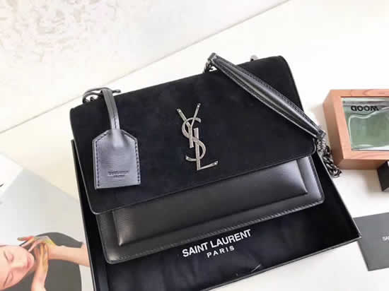 Wholesale Replica Yves Saint Laurent Black Flap Shoulder Crossbody Bag 442906