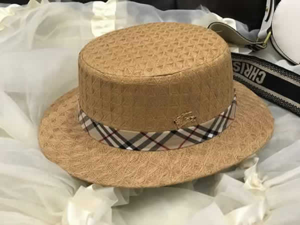 Natural Straw Burberry Hat Summer 2020 Wide Brim Beach Sun Hat Women femme ladies hats Sunhat