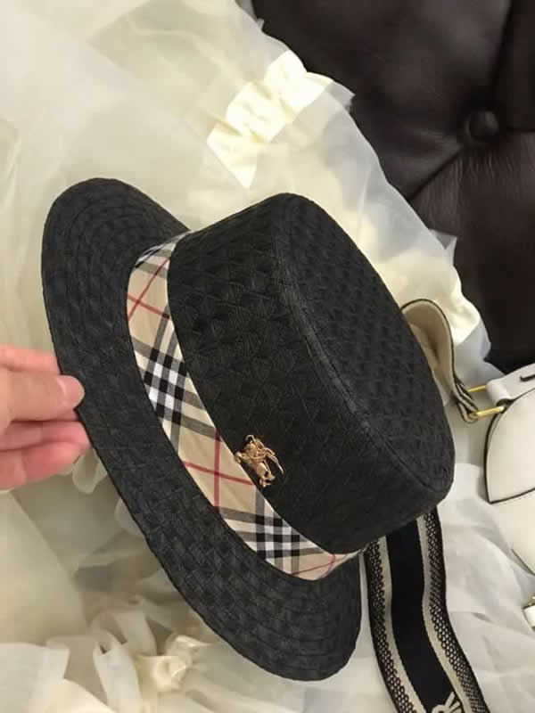 Burberry Hats Women Summer Wide Brim Beach Caps Fashion Flat Top Sunhats Lady Sun Cap