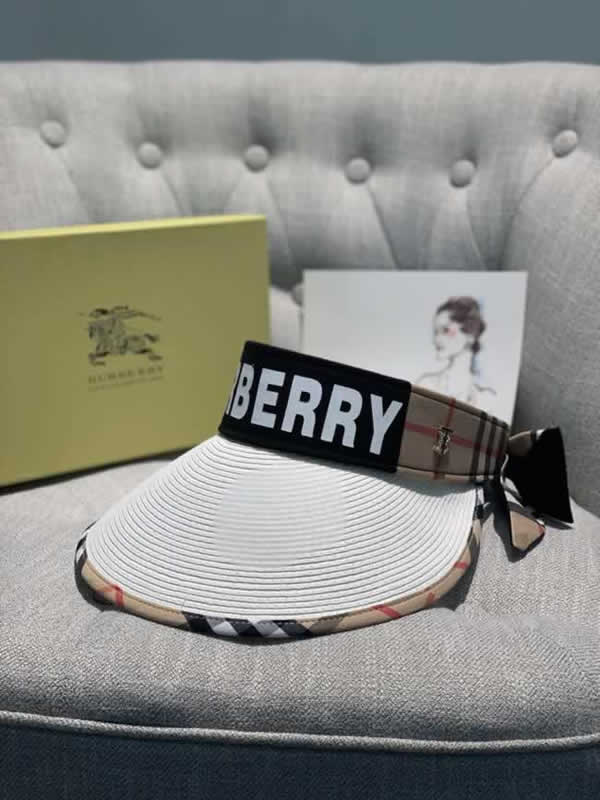 Summer Woman Burberry Sun Hats Anti-UV Female outdoor Visor Caps Hand Made Cap Casual Shade Hat Empty Top Hat Beach cap