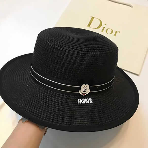 2020 Dior Children Girls Boys Kids Summer Straw Hat Round Flat Brim Boater Cap Beach Sunhat