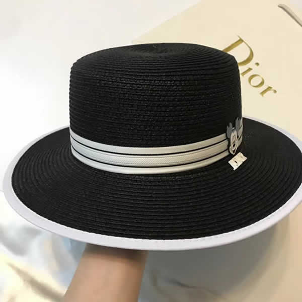 Women Summer Dior straw Sun hat Boho Beach wide Brim Fedora hat Sunhat Trilby  Hat