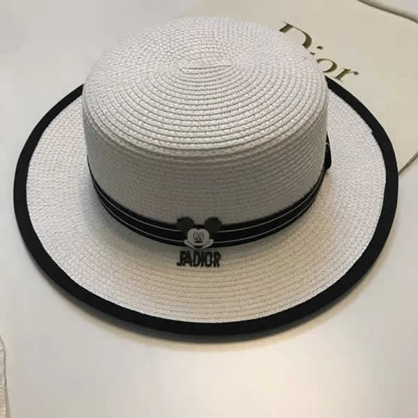 Dior Summer Hats For Women Straw Beach Hat Ladies Flat Top Sunscreen Outdoor Travel Vacation Cap Wide Brim Sunhat