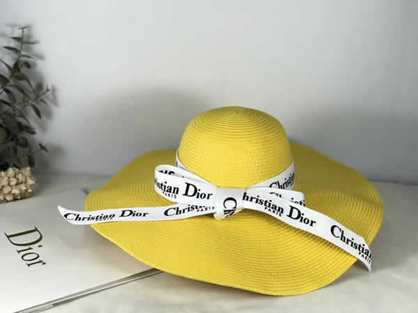 Summer Straw Dior Hat for Women Panama Beach Hat Bucket Sun Hats Female Summer Big Brim UV Protection Cap