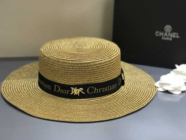Fake Dior Summer Straw Hat Women Wide Brim Sun Protection Beach Hat Adjustable Floppy Sun Hats For Women Ladies