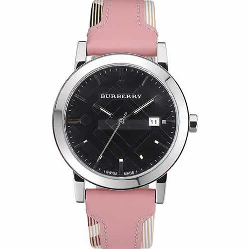 Burberry The City Classic Black Dial Pink Bracelet  622561