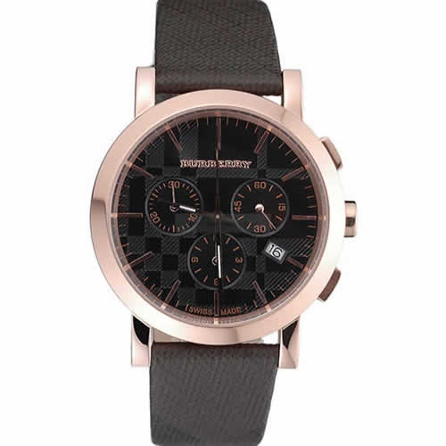 Burberry The City Classic Chronograph Black Dial Smoked Trench Bracelet  622573