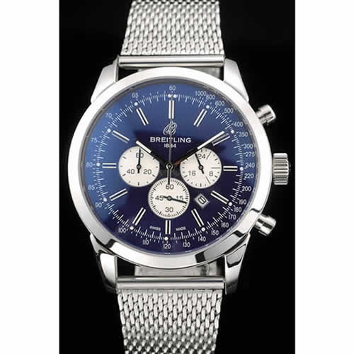 Breitling Transocean Stainless Steel Case Blue Dial