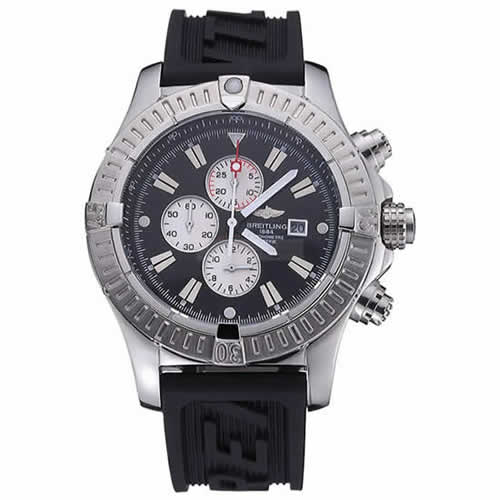 Breitling Chronomat Evolution Black Dial Black Rubber Bracelet  622516