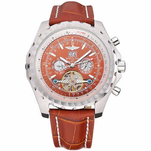 Breitling Bentley Mulliner Tourbillon Brown Dial Stainless Steel Case Brown Leather Strap  622727