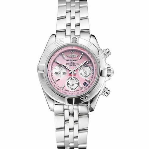 Breitling Chronomat Quartz Pink Dial Stainless Steel Case And Bracelet