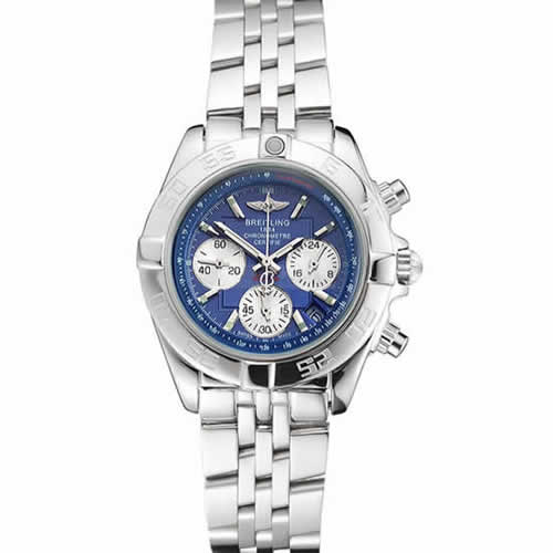 Breitling Chronomat Quartz Blue Dial Stainless Steel Case And Bracelet