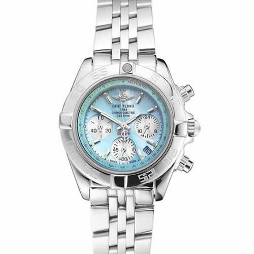 Breitling Chronomat Quartz Light Blue Dial Stainless Steel Case And Bracelet