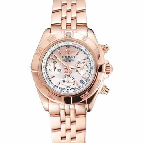 Breitling Chronomat Quartz Pearl Dial Rose Gold Case And Bracelet