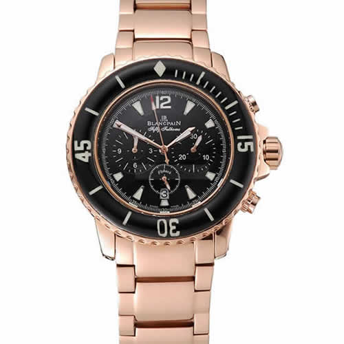 Blancpain Fifty Fathoms Flyback Chronograph Black Dial Rose Gold Case And Bracelet 1453772