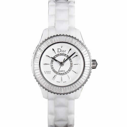 Dior VIII Baguette Cut White Diamonds with Diamond Encrusted Dial cd06 621359