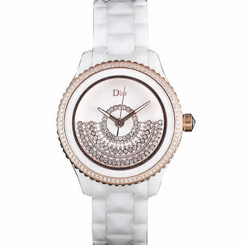 Dior VIII Grand Bal Rose Gold Bezel White Bracelet cd07 621360