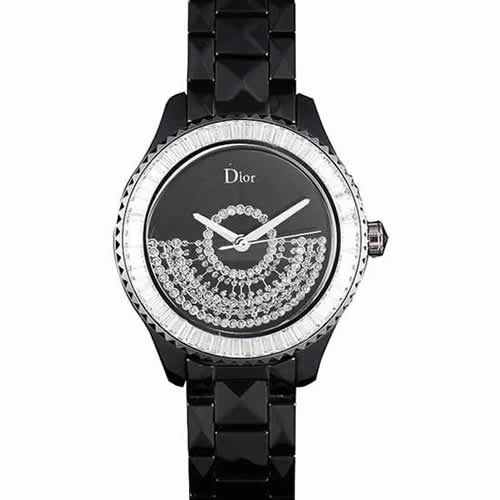 Dior VIII Baguette Cut White Diamonds with Diamond Encrusted Dial cd13 621366