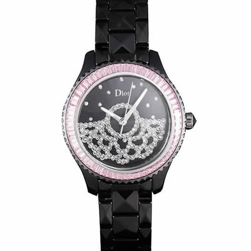 Dior VIII Baguette Cut Pink Diamonds with Diamond Encrusted Dial cd14 621367