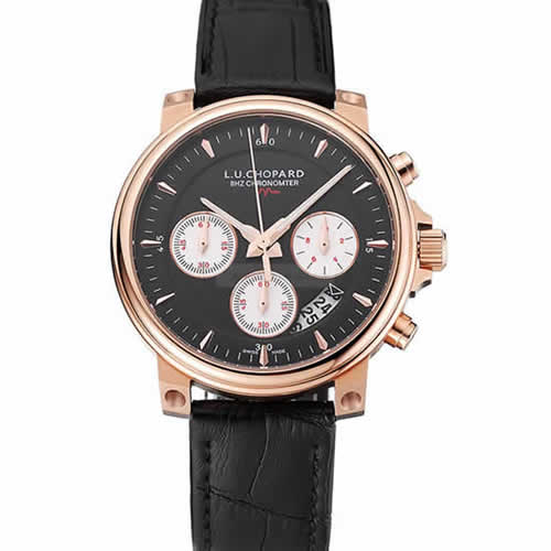 Chopard L.U.C 8HF Power Control Black Dial Black Leather Bracelet 1454002